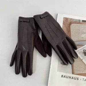 Guantes de Cuero con Forro de Terciopelo Táctil Cáfe