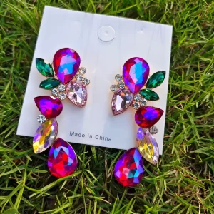 Pendientes Crystal Drop Rojo Rosa