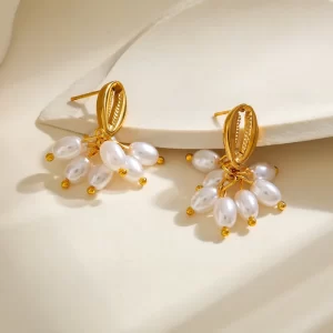 Aretes Shell Pearl Drops