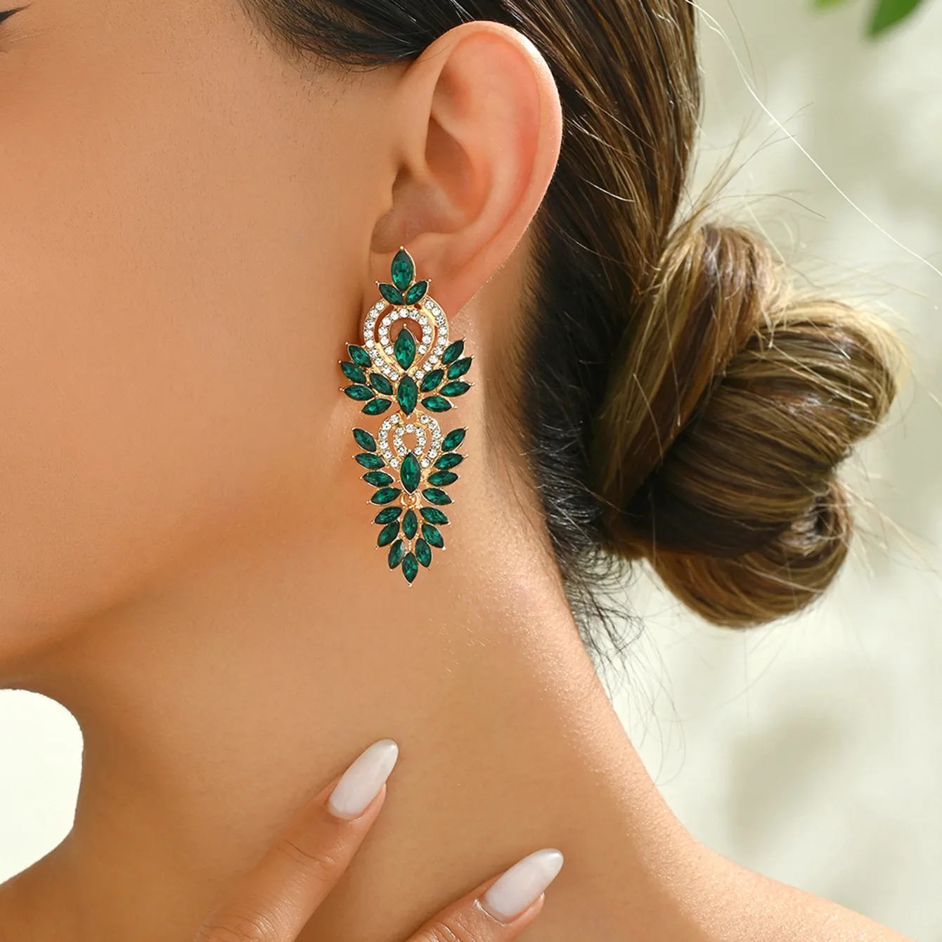 Pendientes Vintage Royal Leaf Verdes - Imagen 2