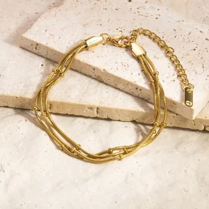 Pulsera Dorada Triple Snake