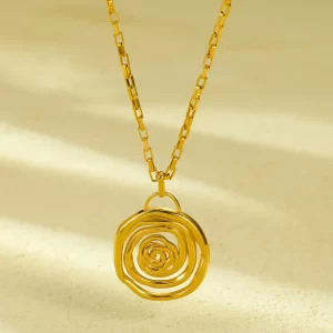 Collar Espiral Dorada Acero Inoxidable