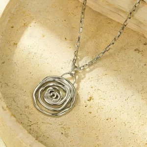 Collar Espiral Plateado Acero Inoxidable