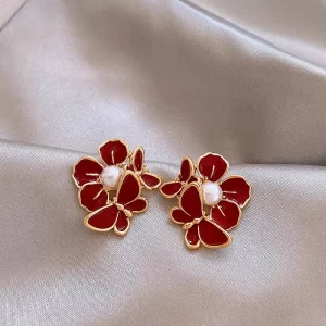Aretes Red Bloom Pearl