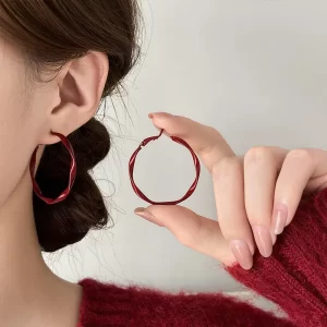 Aretes Twist Red Hoop