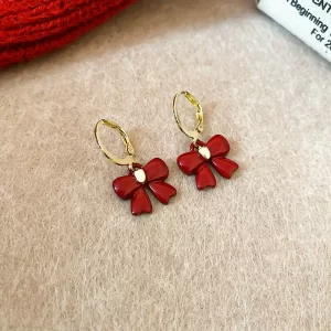 Aretes Red Bow Charm