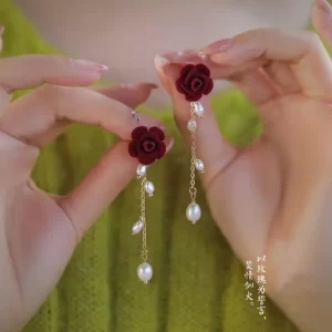 Aretes Rose Pearl Drops