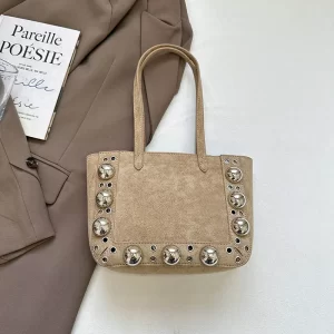 Bolso Tote Punk Suede Chic Caqui