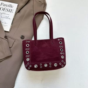 Bolso Tote Punk Suede Chic Rojo