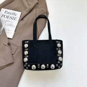 Bolso Tote Punk Suede Chic Negro