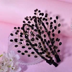 Diadema Noir Elegance Negra Dorada