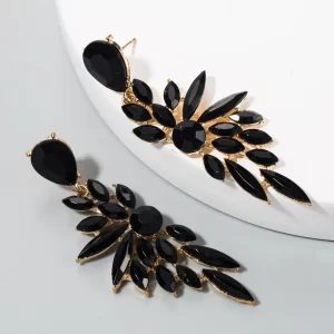 Aretes Crystal Flame Negro