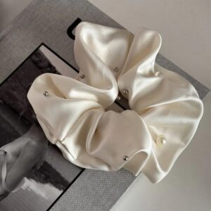Scrunchie Satin Pearl Luxe - Beige