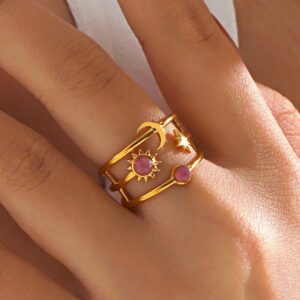 Anillo Aura Gold Acero Inoxidable Chapado 18K